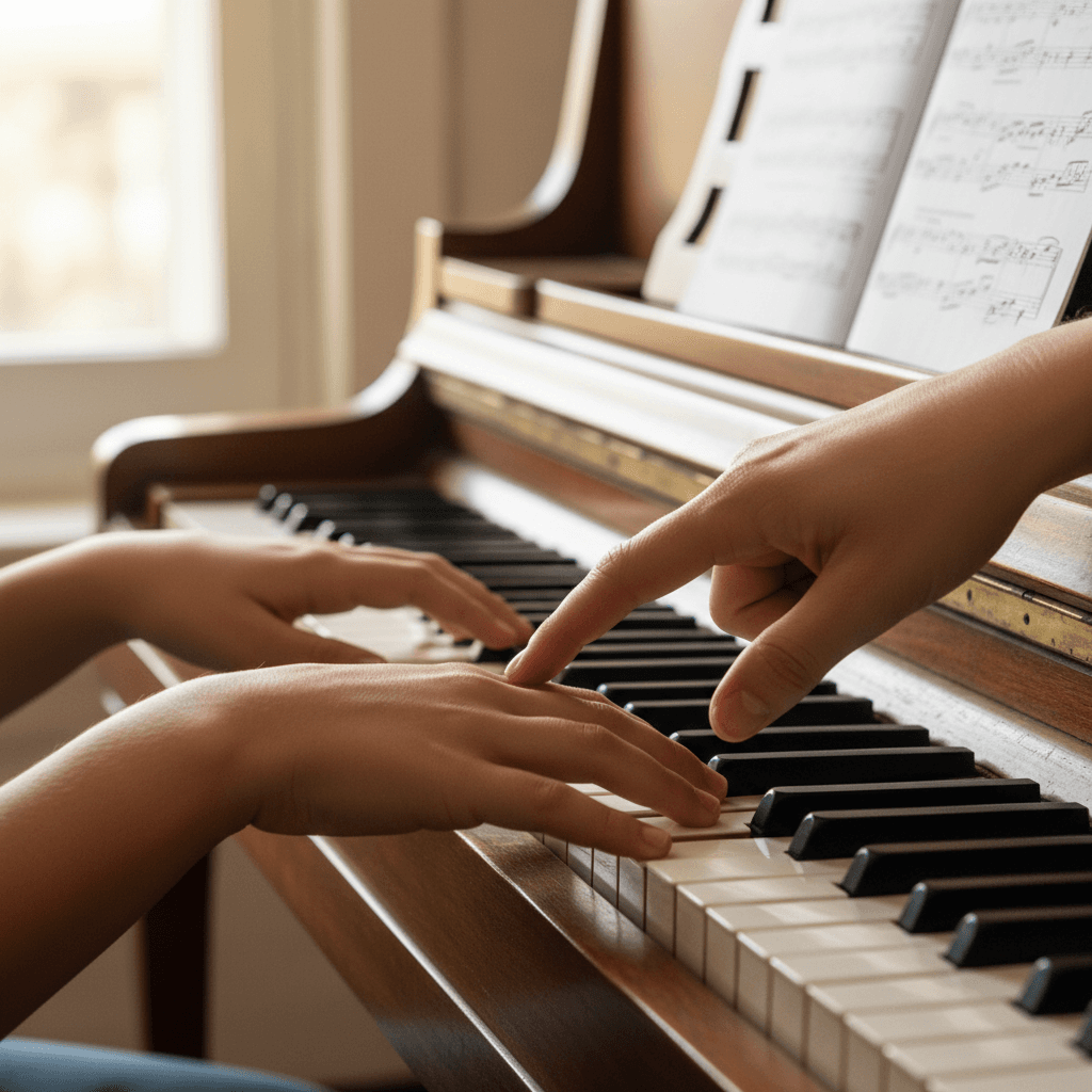Piano student progressing at their own learning pace