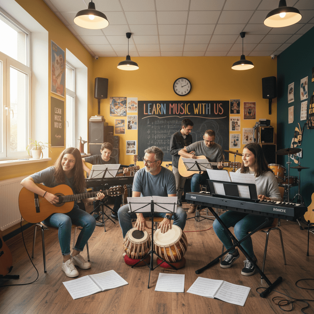 Music class group session at Learn Music With Us in New Delhi